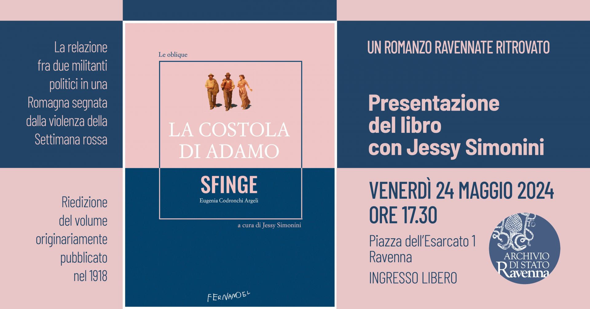 Presentazione libro “La costola di Adamo”, un romanzo ravennate ritrovato