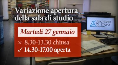 Martedì 27 gennaio 2026 chiusura mattutina sala di studio