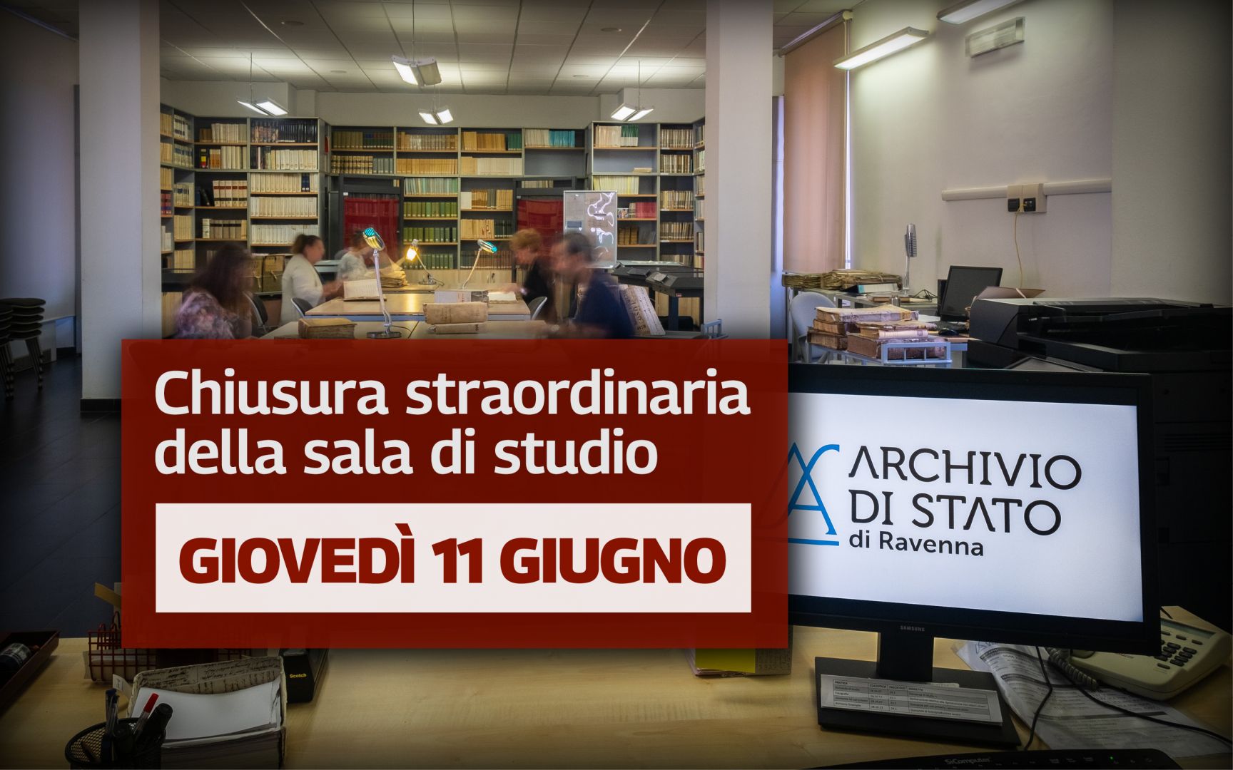 Giovedì 11/6 chiusura straordinaria della sala di studio